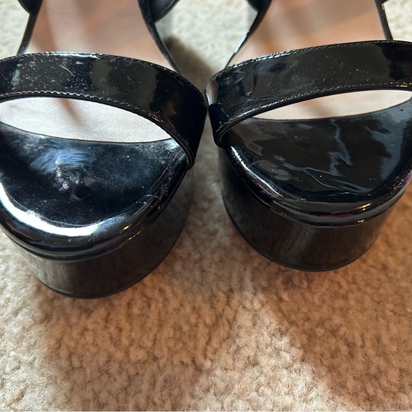 Stuart Weitzman Black Patent Strappy Sandal Heels